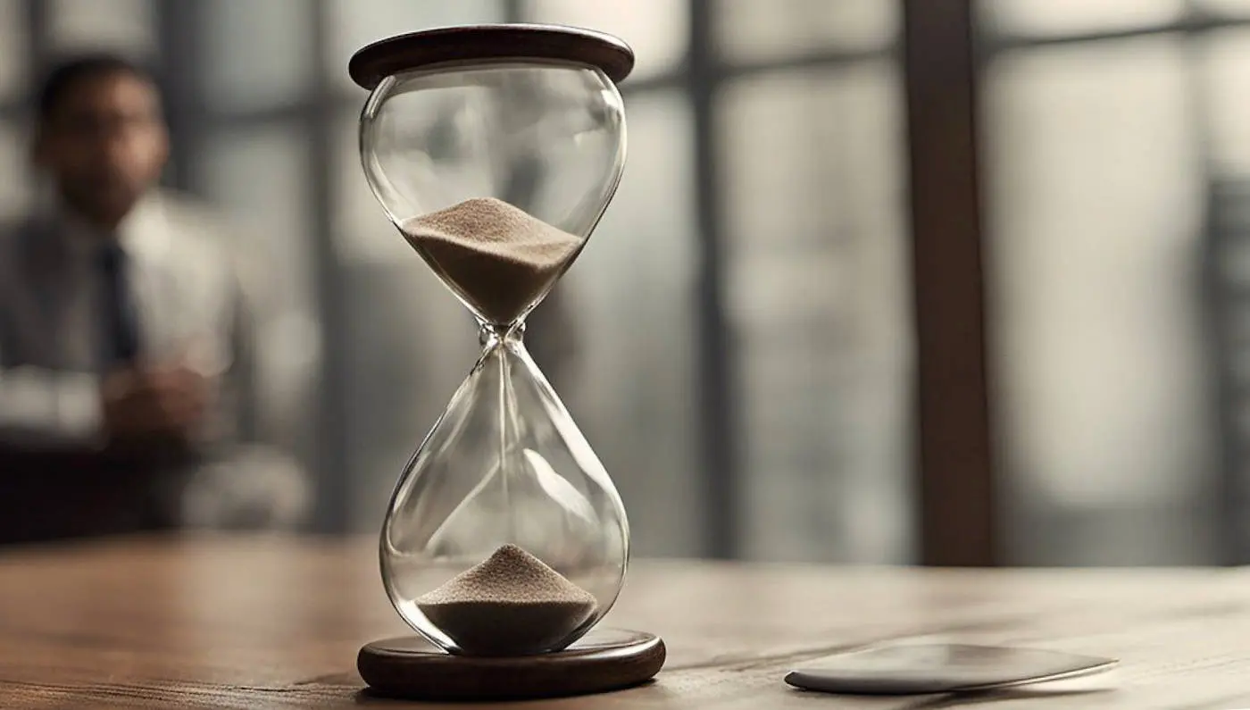 ChronoWorking - Sanduhr mit Menschen im Hintergrund